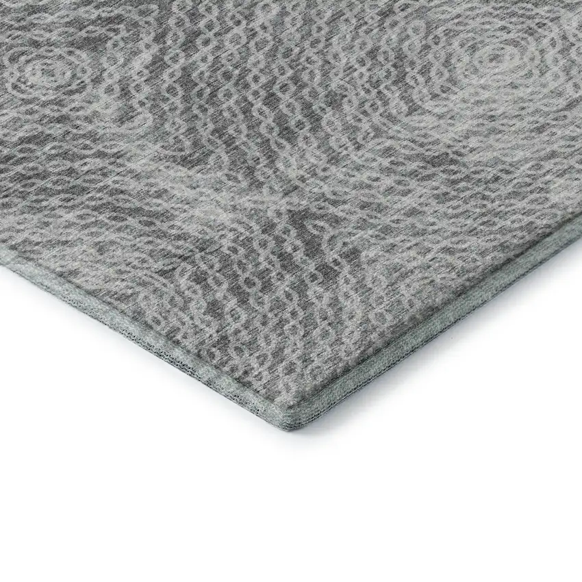Ash Gray And Charcoal Geometric Washable Area Rug With UV Protection Photo 4