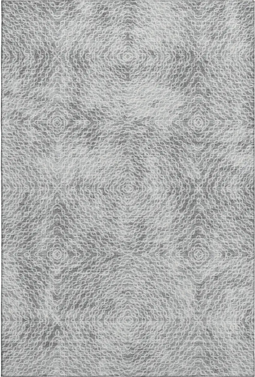 Ash Gray And Charcoal Geometric Washable Area Rug With UV Protection Photo 2
