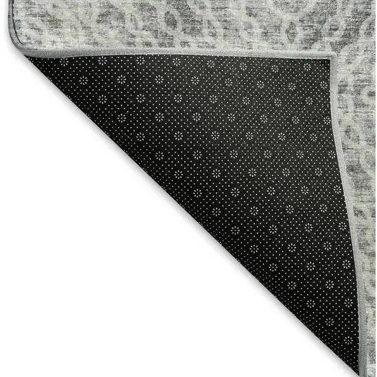 Ash Gray And Charcoal Geometric Washable Area Rug With UV Protection Photo 3