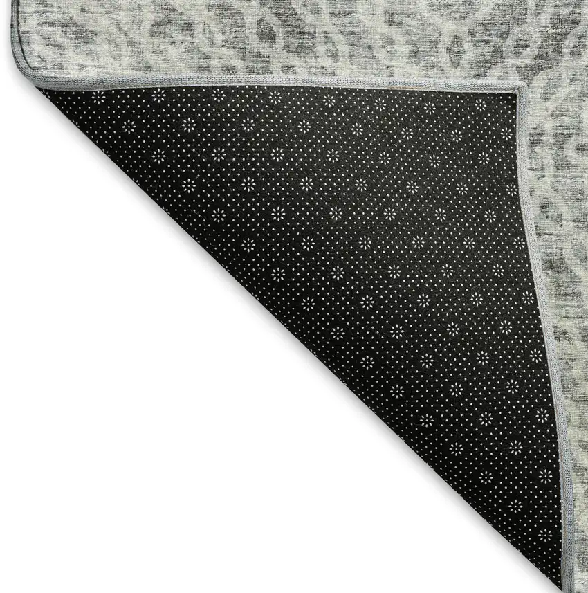 Ash Gray And Charcoal Geometric Washable Area Rug With UV Protection Photo 3