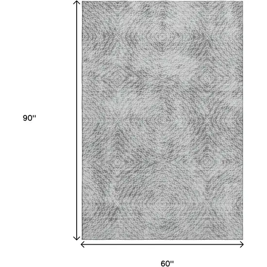Ash Gray And Charcoal Geometric Washable Area Rug With UV Protection Photo 3