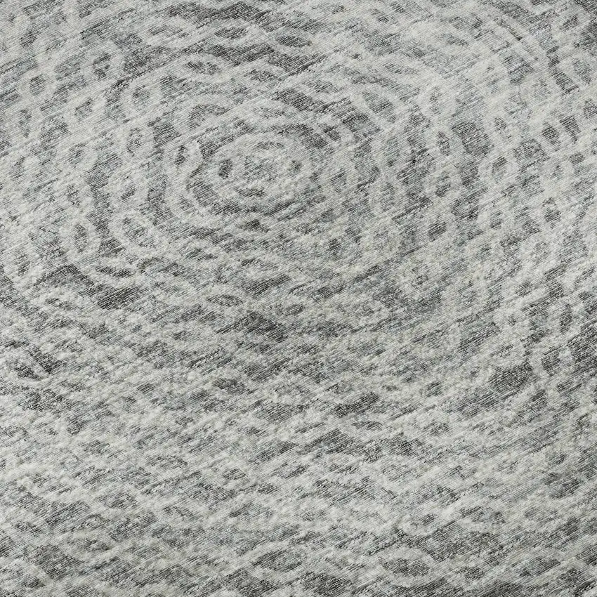 Ash Gray And Charcoal Geometric Washable Area Rug With UV Protection Photo 9