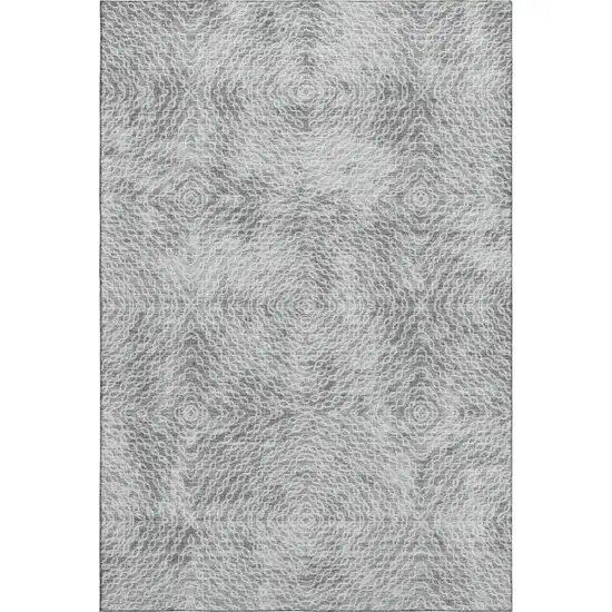 Ash Gray And Charcoal Geometric Washable Area Rug With UV Protection Photo 2