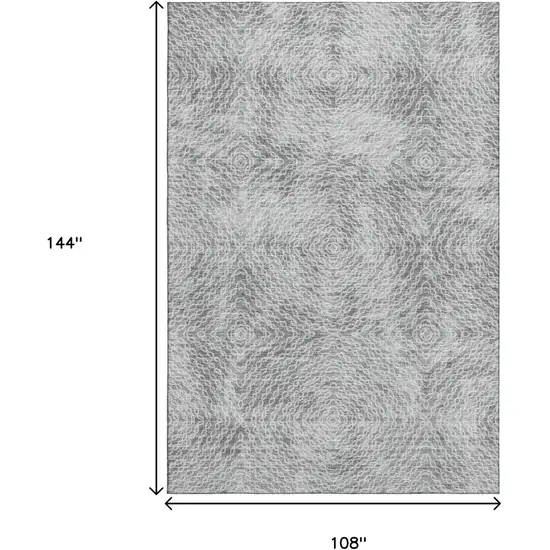 Ash Gray And Charcoal Geometric Washable Area Rug With UV Protection Photo 3