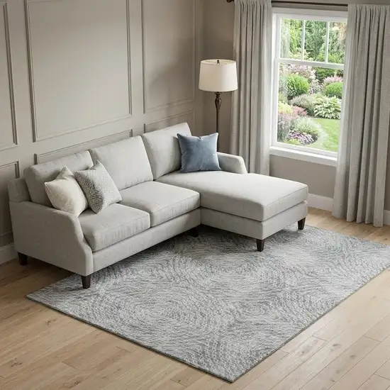 Ash Gray And Charcoal Geometric Washable Area Rug With UV Protection Photo 1