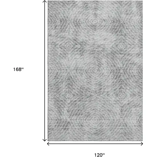 Ash Gray And Charcoal Geometric Washable Area Rug With UV Protection Photo 3