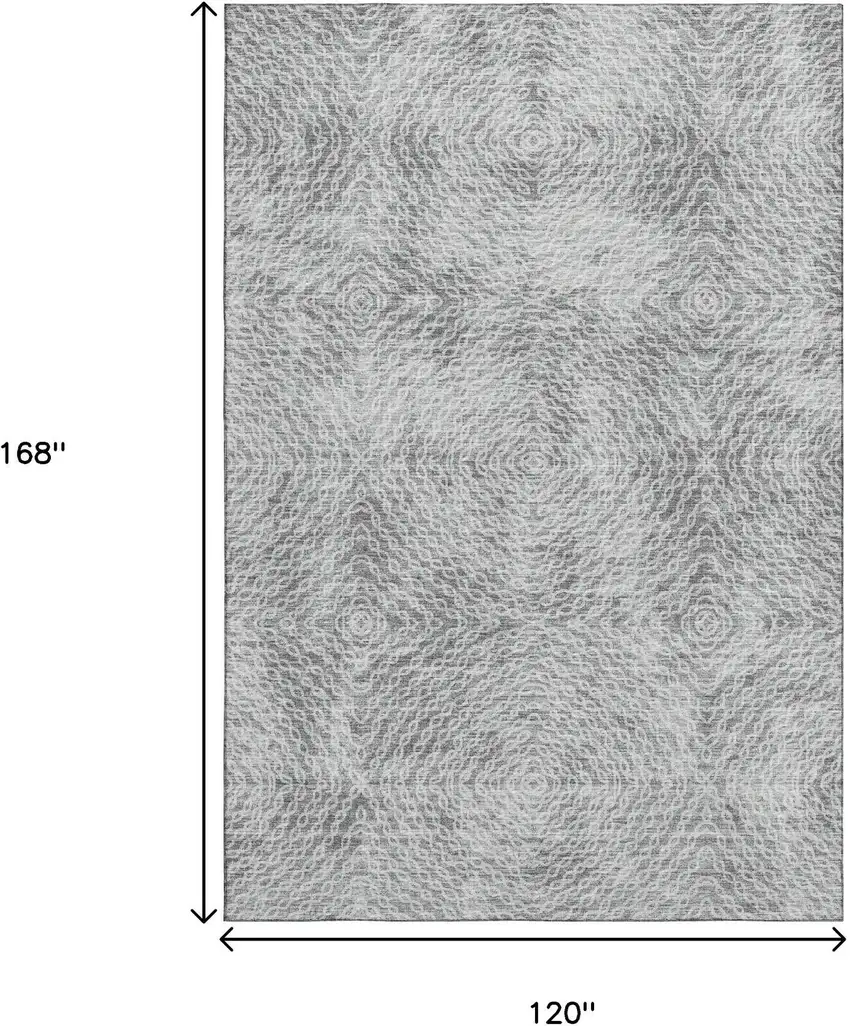 Ash Gray And Charcoal Geometric Washable Area Rug With UV Protection Photo 3