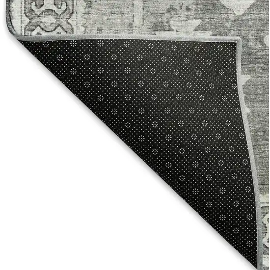 Ash Gray And Ivory Geometric Washable Area Rug With UV Protection Photo 6