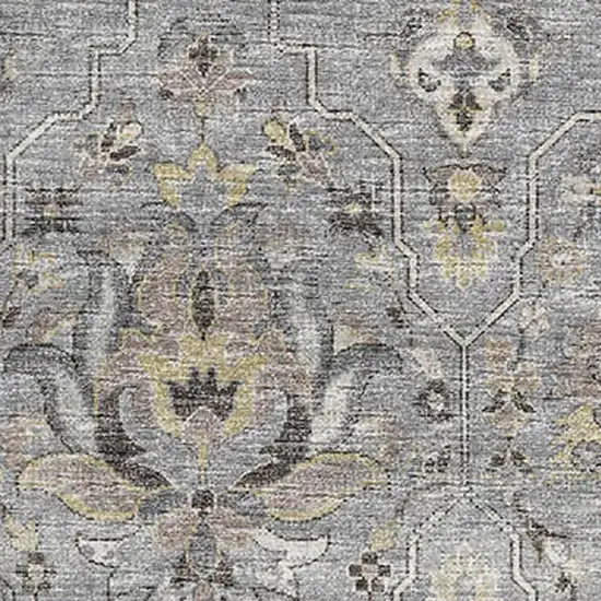 Ash Gray Brown And Ivory Floral Medallion Washable Area Rug With UV Protection Photo 4