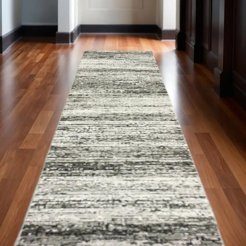 12' Ash And Slate Abstract Runner Rug Photo 1