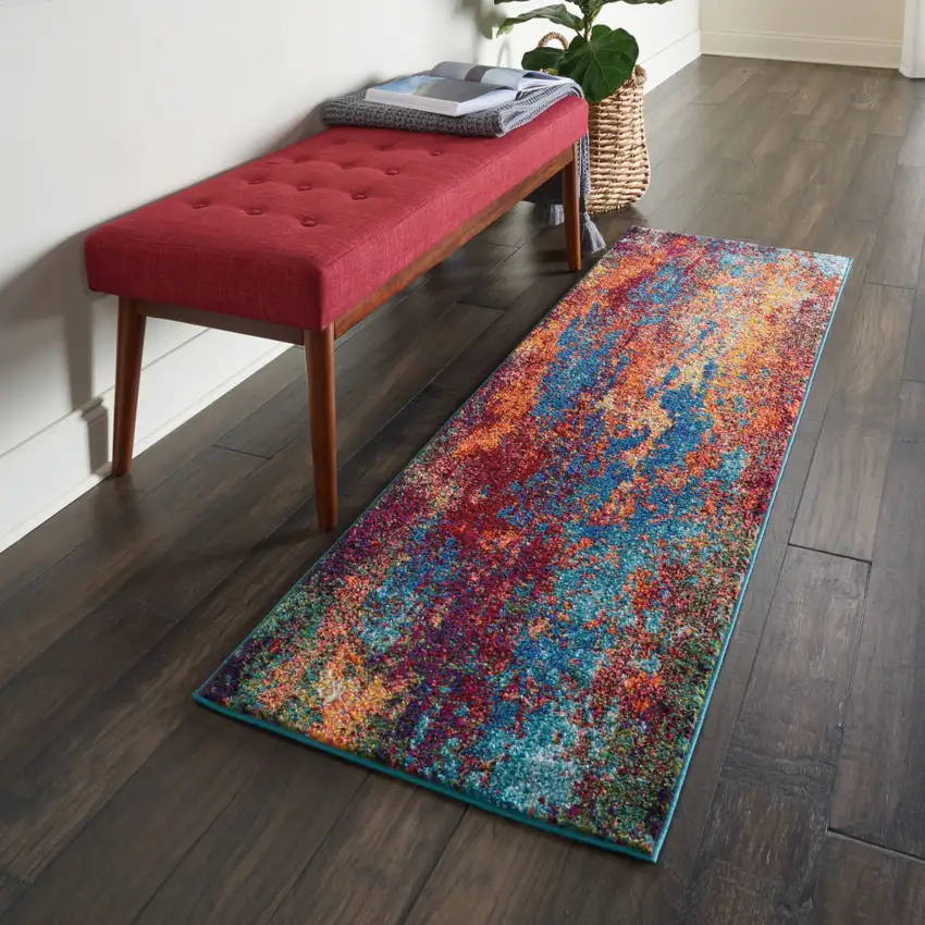 2' X 6' Atlantic Abstract Power Loom Non Skid Runner Rug Photo 5