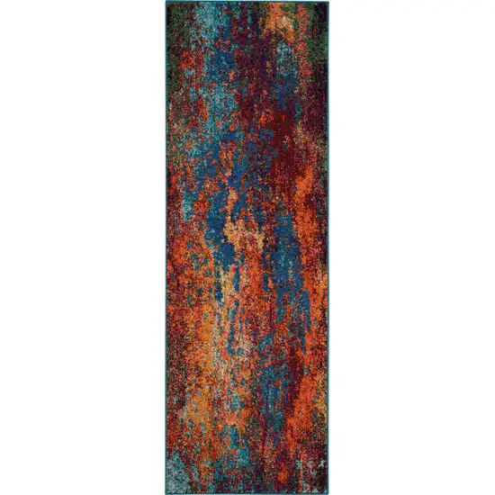 2' X 6' Atlantic Abstract Power Loom Non Skid Runner Rug Photo 1