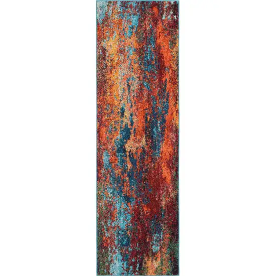 2' X 8' Atlantic Abstract Power Loom Non Skid Runner Rug Photo 1