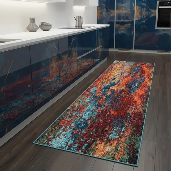 2' X 8' Atlantic Abstract Power Loom Non Skid Runner Rug Photo 1