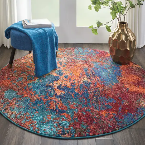 4' X 4' Atlantic Round Abstract Power Loom Non Skid Area Rug Photo 4