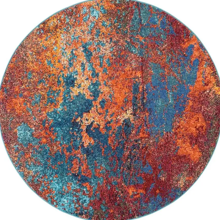 4' X 4' Atlantic Round Abstract Power Loom Non Skid Area Rug Photo 4