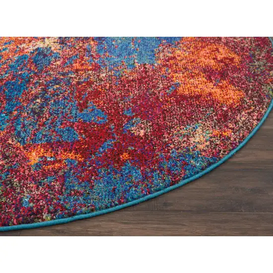5' X 5' Atlantic Round Abstract Power Loom Non Skid Area Rug Photo 9