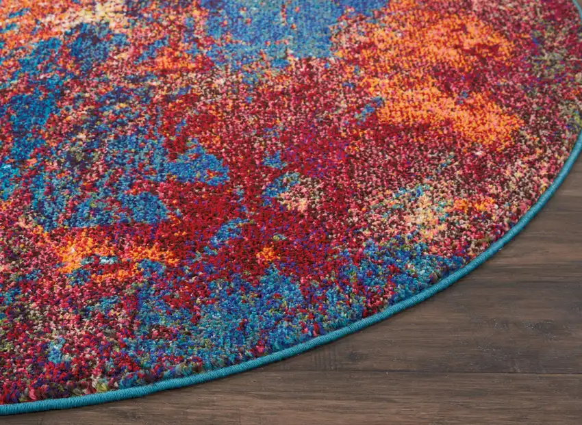 5' X 5' Atlantic Round Abstract Power Loom Non Skid Area Rug Photo 9