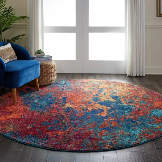 8' X 8' Atlantic Round Abstract Power Loom Non Skid Area Rug Photo 4