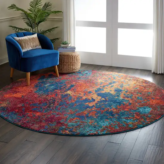 8' X 8' Atlantic Round Abstract Power Loom Non Skid Area Rug Photo 6