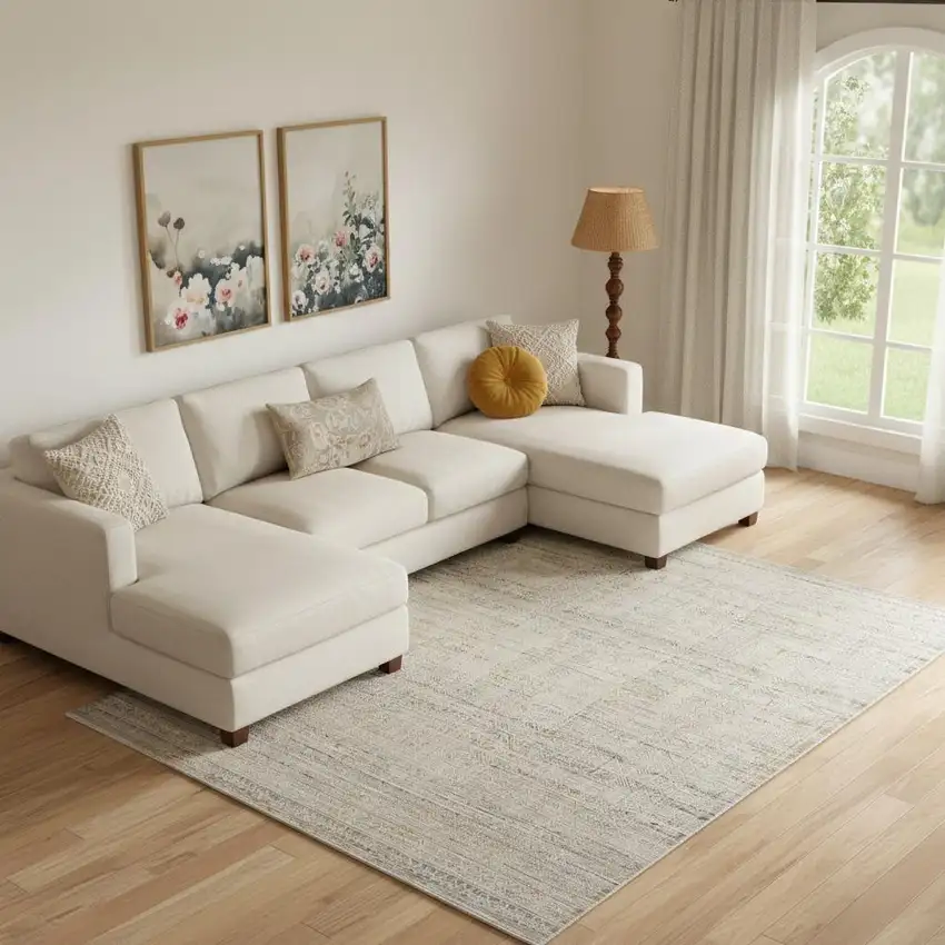 Beige Abstract Area Rug Photo 1