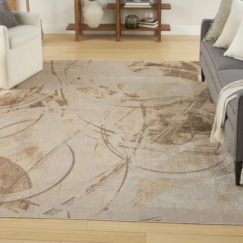 Beige Abstract Area Rug Photo 4