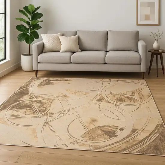 Beige Abstract Area Rug Photo 1
