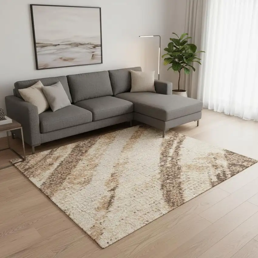 Beige Abstract Area Rug Photo 1