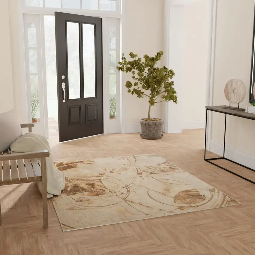 Beige Abstract Area Rug Photo 5