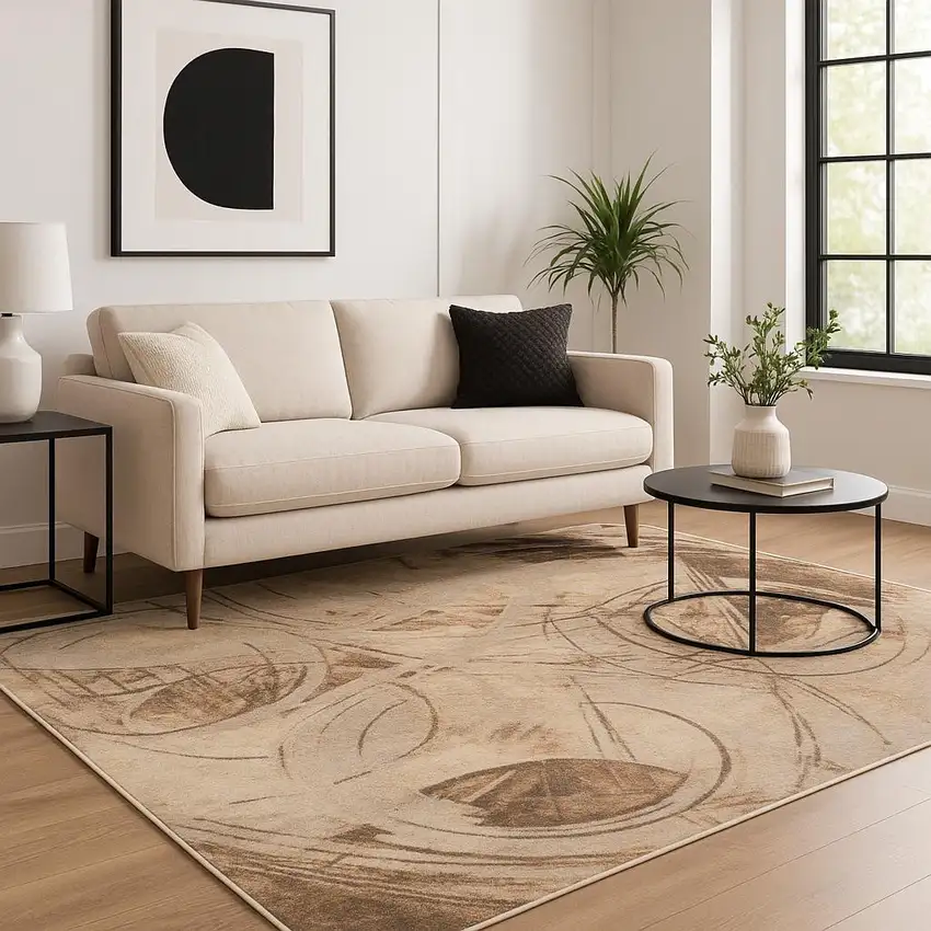 Beige Abstract Area Rug Photo 1