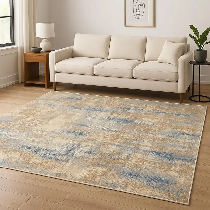 Beige Abstract Area Rug Photo 1