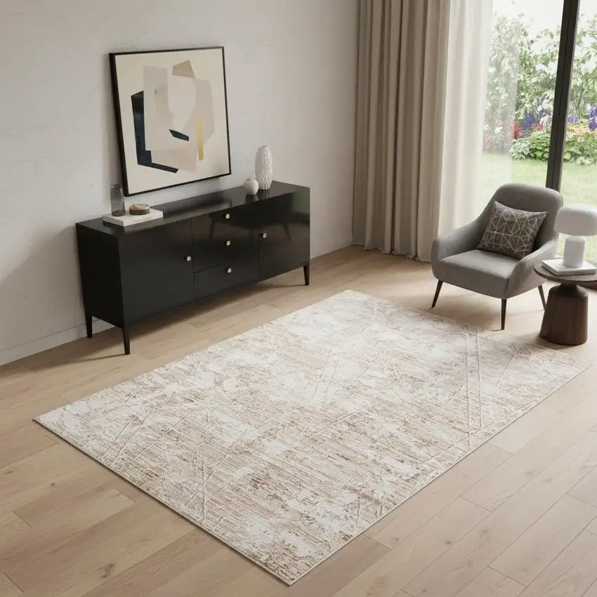 Beige Abstract Area Rug Photo 1