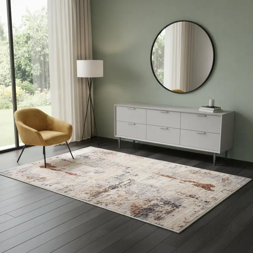 Beige Abstract Area Rug Photo 1