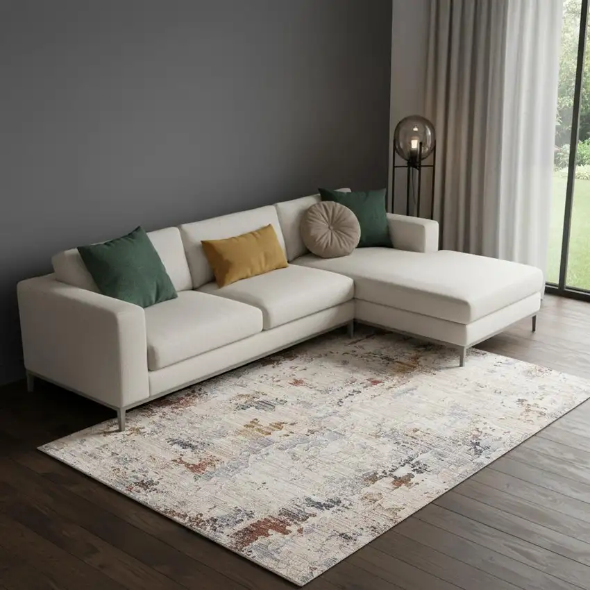 Beige Abstract Area Rug Photo 1