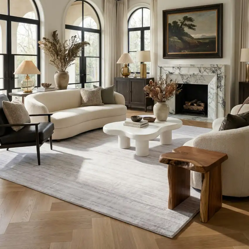 Beige Abstract Area Rug Photo 7