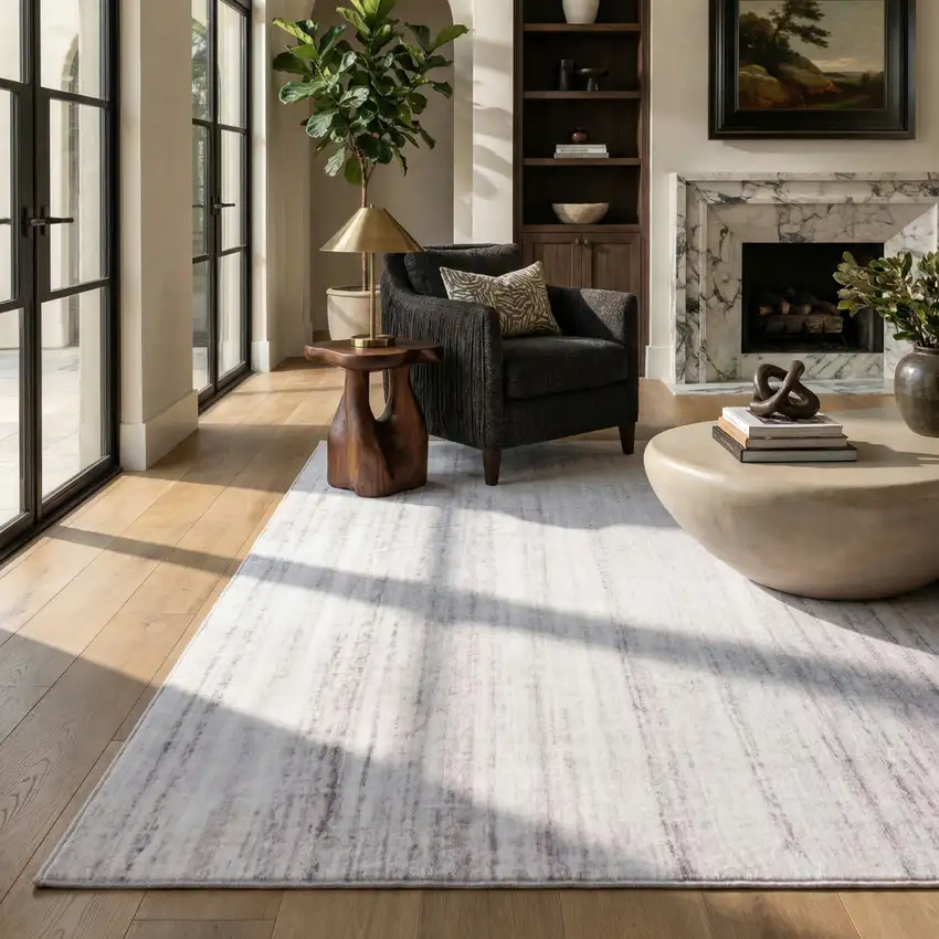 Beige Abstract Area Rug Photo 9