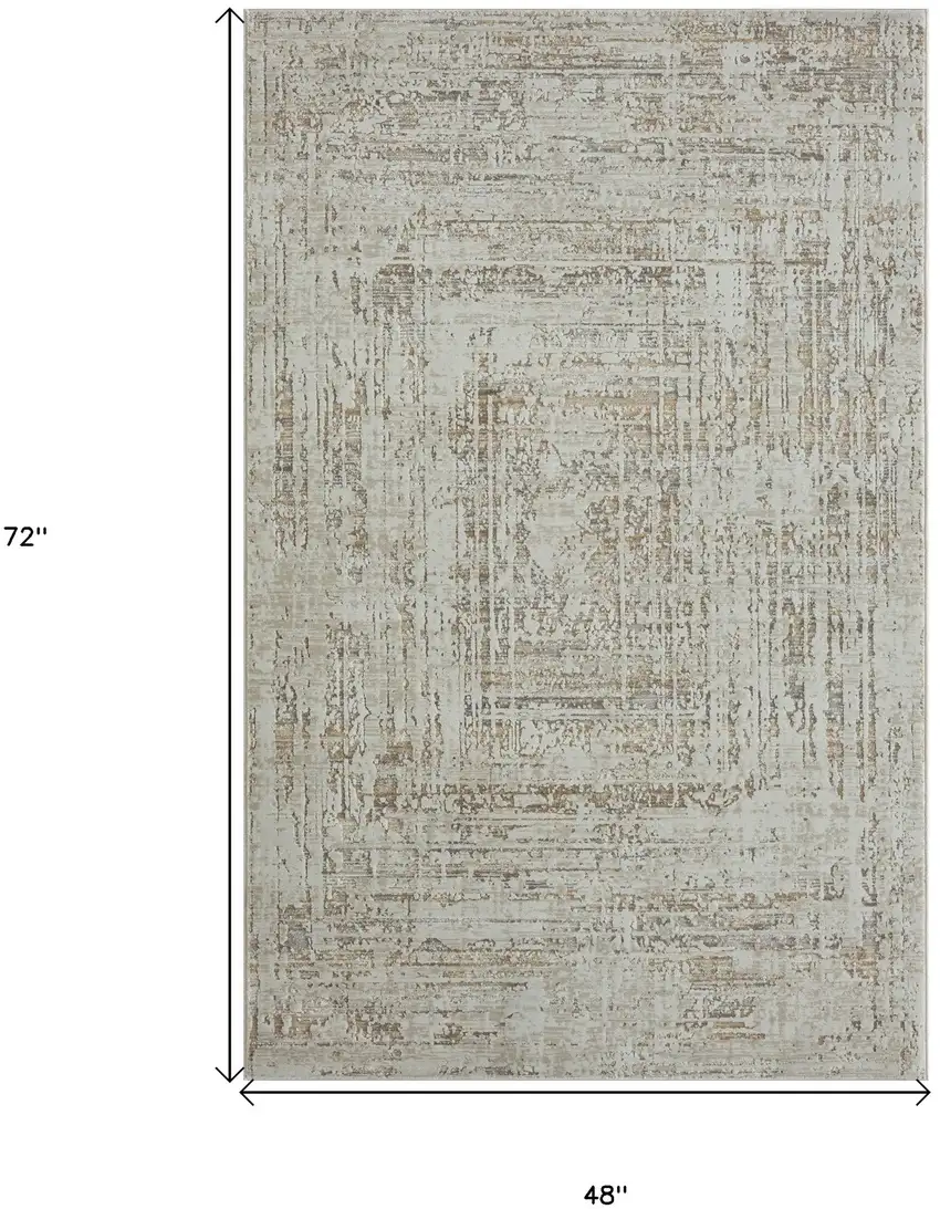 Beige Abstract Distressed Area Rug Photo 9