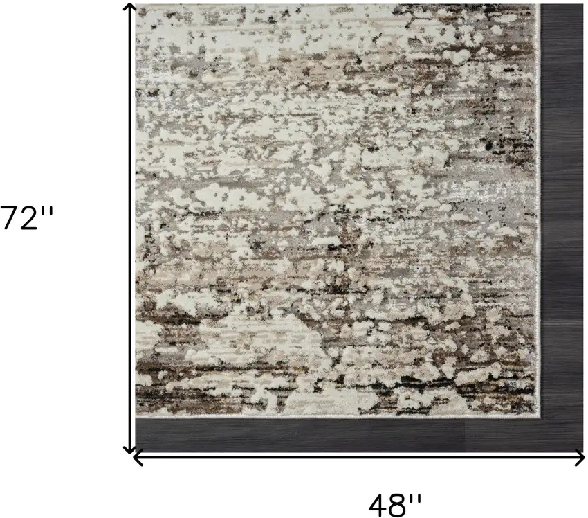 Beige Abstract Distressed Area Rug Photo 9