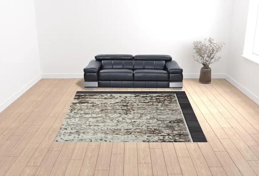 Beige Abstract Distressed Area Rug Photo 1