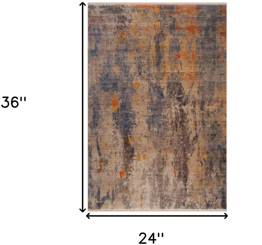Beige Abstract Distressed Area Rug Photo 5
