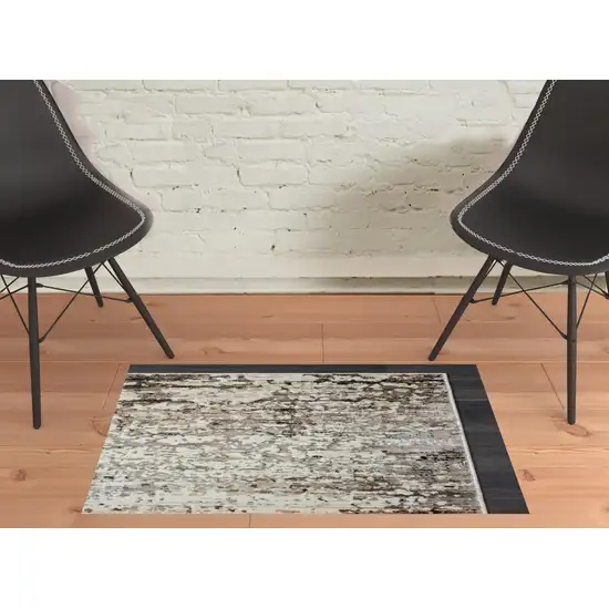 Beige Abstract Distressed Area Rug Photo 2