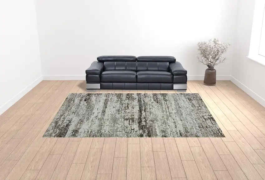 Beige Abstract Distressed Area Rug Photo 2
