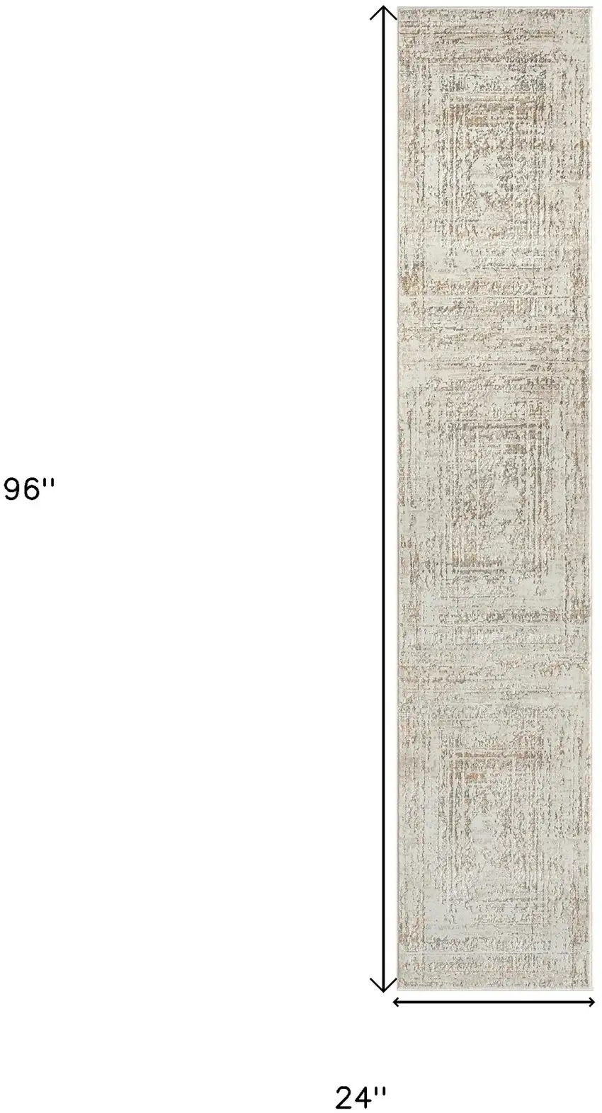 Beige Abstract Distressed Runner Rug Photo 9