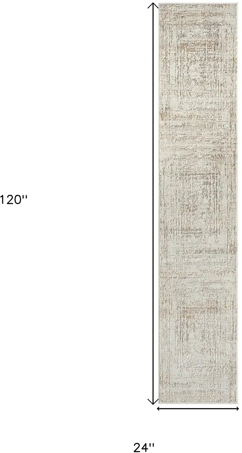 Beige Abstract Distressed Runner Rug Photo 9