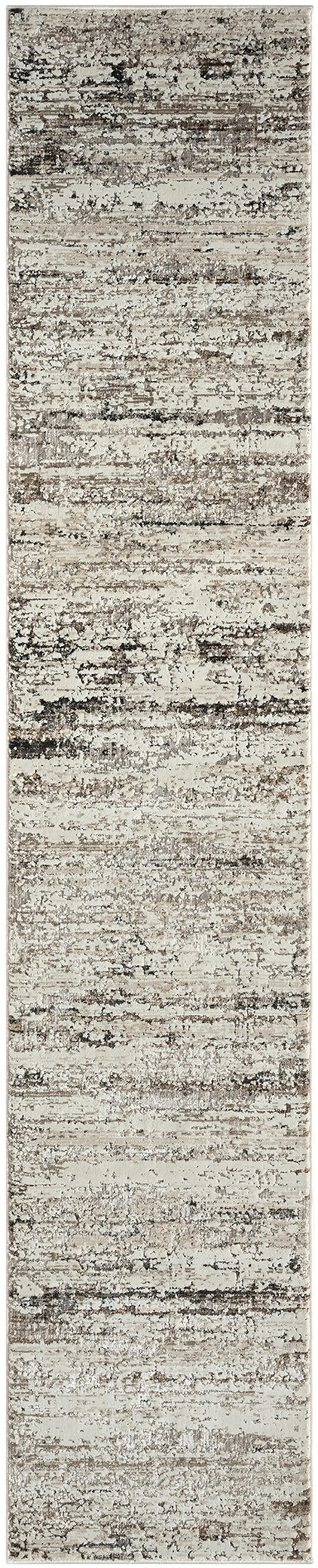 Beige Abstract Distressed Runner Rug Photo 1