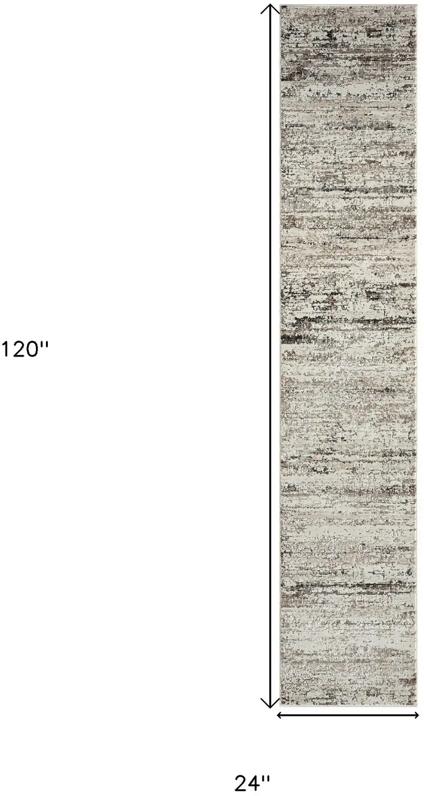 Beige Abstract Distressed Runner Rug Photo 9