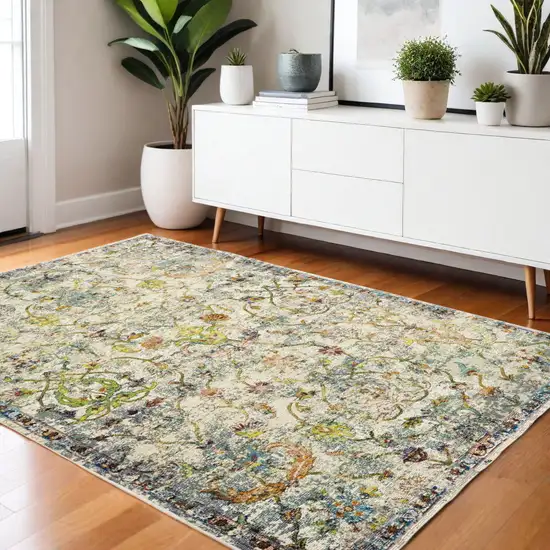 Beige Abstract Garden Area Rug Photo 1