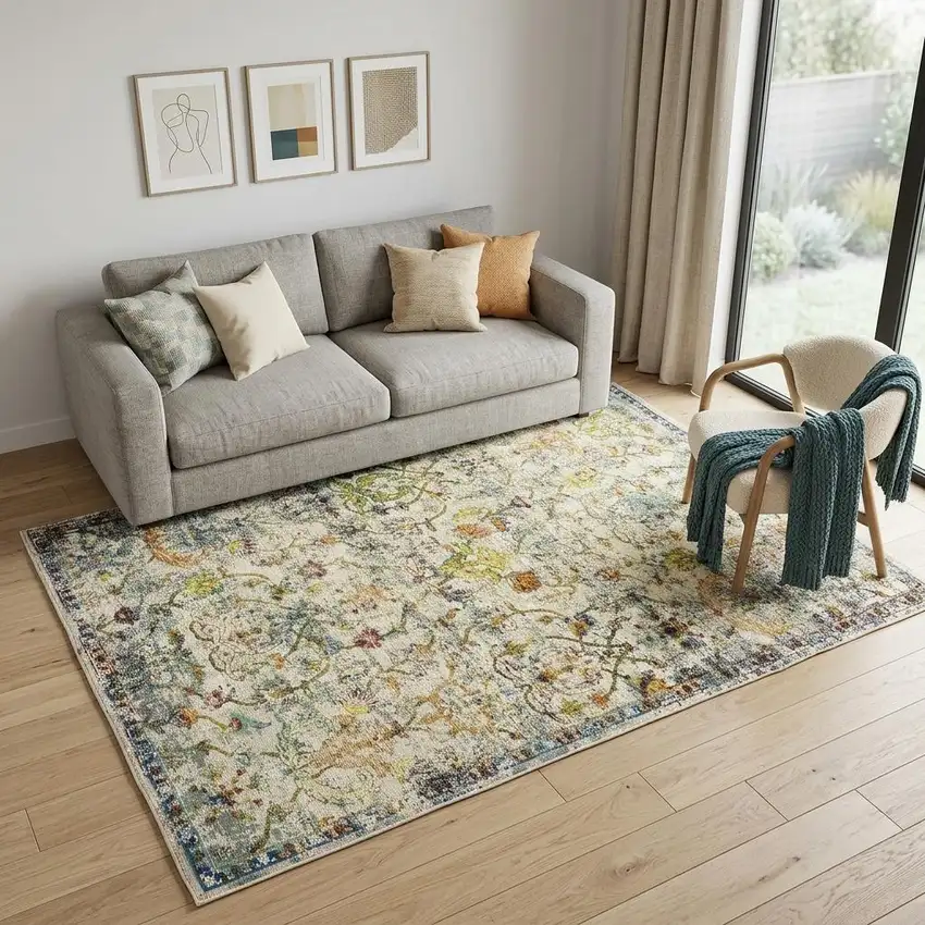 Beige and Ivory Area Rug Photo 1