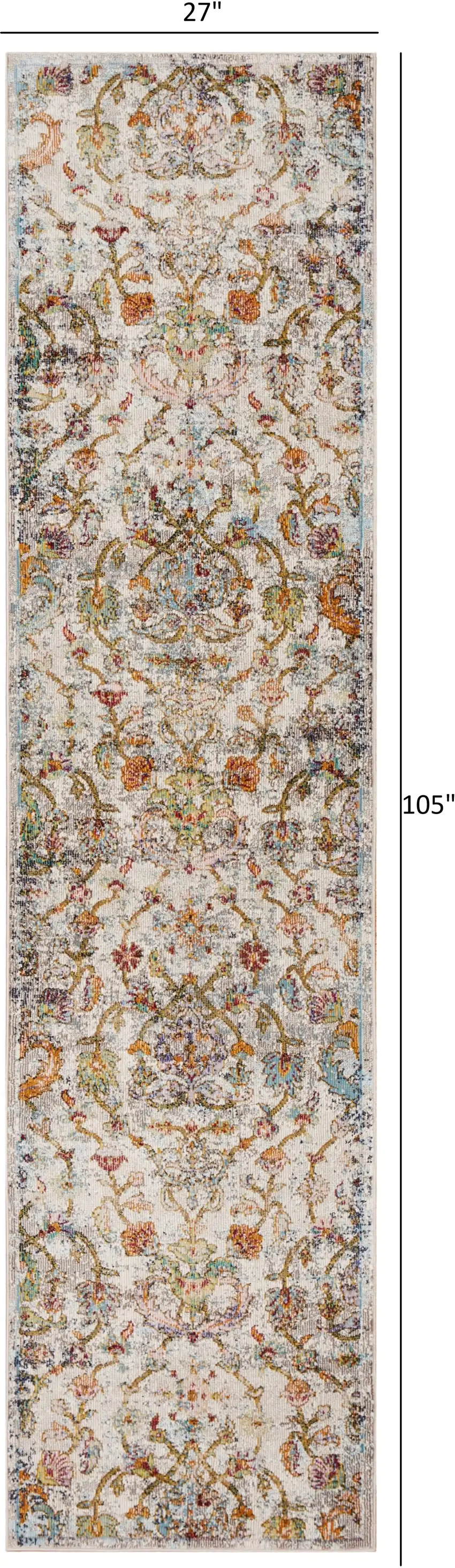 Beige Abstract Garden Runner Rug Photo 4