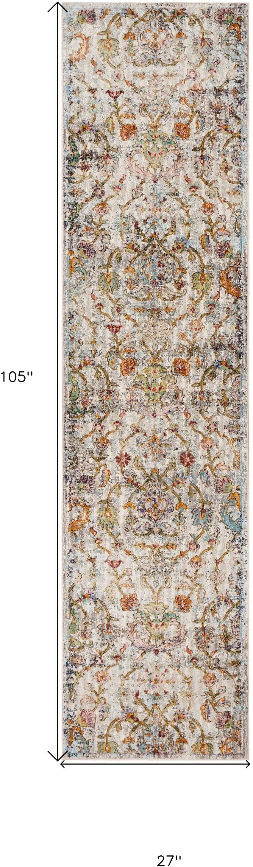 2' X 9' Beige Abstract Garden Runner Rug Photo 3